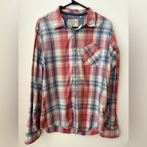 Guess Women’s Casual Red and Blue chemise taille L